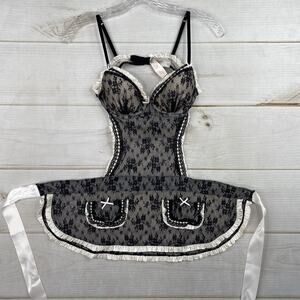 Victoria's Secret Sexy French Maid Lingerie Costume Black 34B Push Up NWT